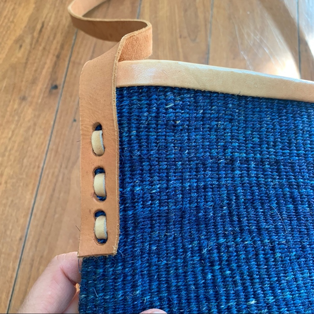 Blue Boho Natural Hand Woven Sisal Tote Crossbody Bag - Picture 5 of 11